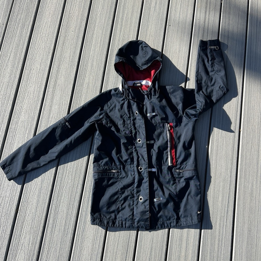 Vintage Nike Sailing Hooded Jacket Navy Windbreaker Coat Outdoor XS Hooks Zipper